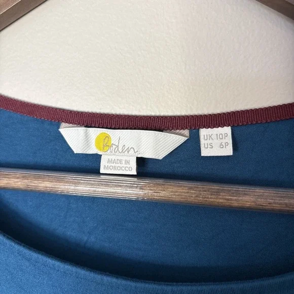 Boden Abigail Jersey Dress Size 6 Petite Teal Blue Long Sleeve Stretch - Picture 4 of 7